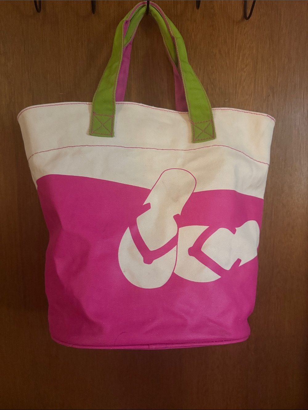 Barnes & Noble Pink, Cream & Green Canvas Tote Bag
